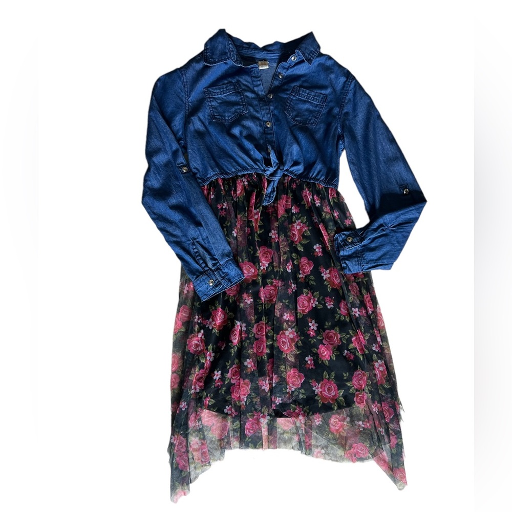 Sweet Butterfly Girls Denim Tulle Dress M(10/12)